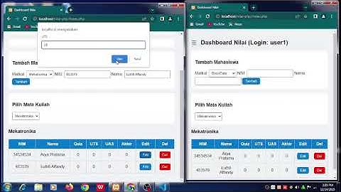 Demo Sistem Monitoring Nilai Mahasiswa Realtime dengan Notifikasi Perubahan Data