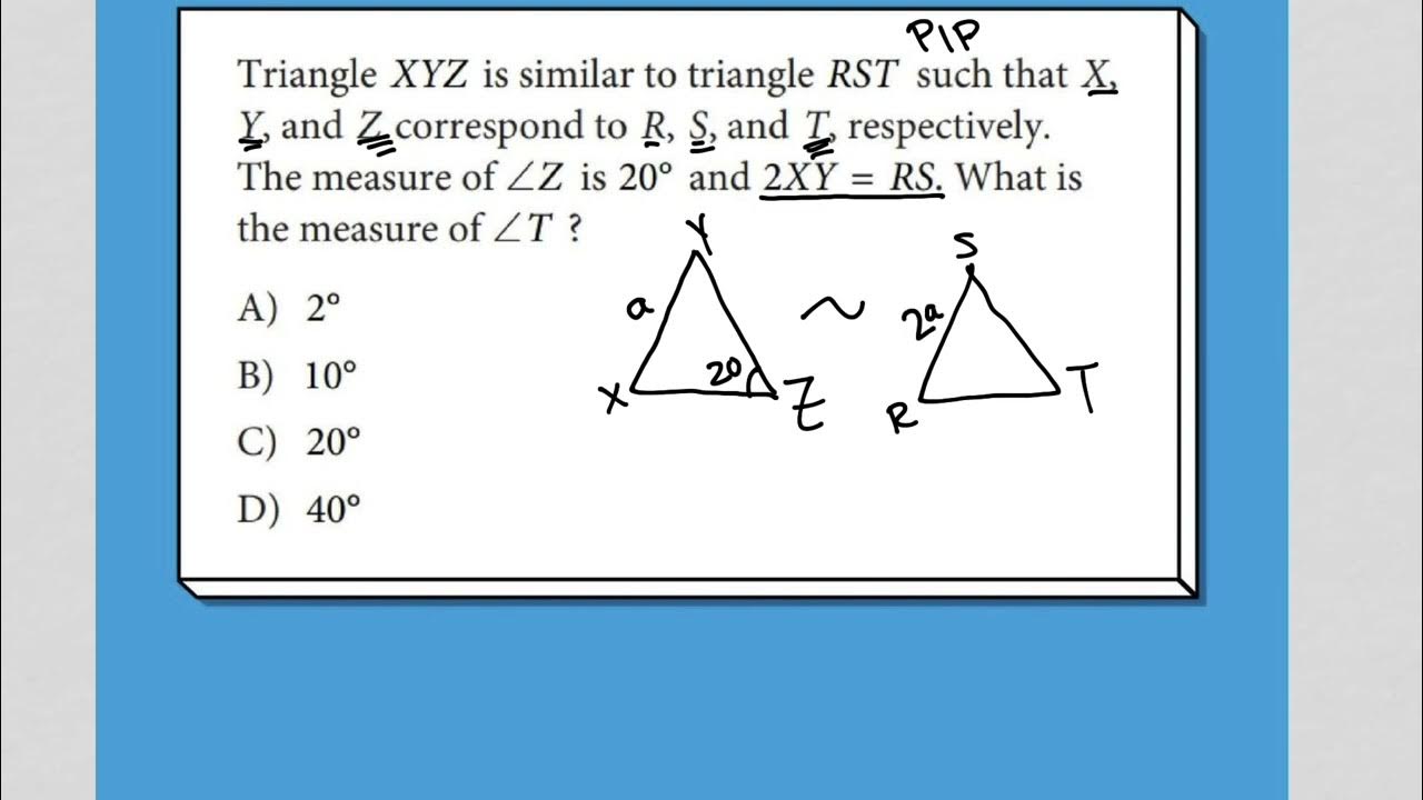 Triangle XYZ is similar to triangle RST such that X, Y, and Z