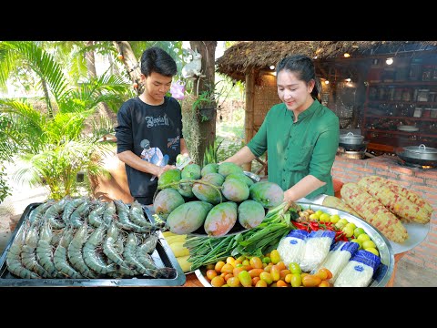 My simple life style in daily life for my cooking - Buy food and pick up sweet mango at my backyard