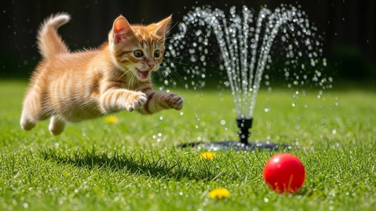 Mama Cat and Kitten Play Together in the Park