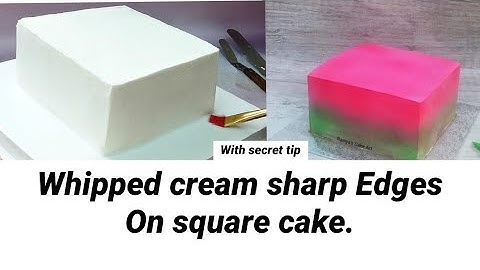 Whipped cream sharp Edges on Square Cake.. Sharp Edges on Square Cake with whipped cream