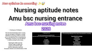 AMU BSC NURSING Nursing Aptitude notes #amu #bsc #nursing all information about nurse and notes
