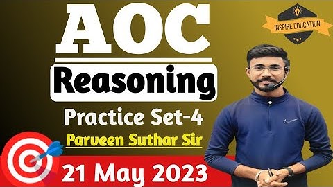 ARMY ORDNANCE CORPS | AOC | Reasoning Practice Set 4 | Parveen Suthar Sir | Complete Reasoning |