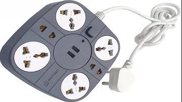 Axmon Extension Cord with 2 USB Charging Ports and 6 Socket Unboxing