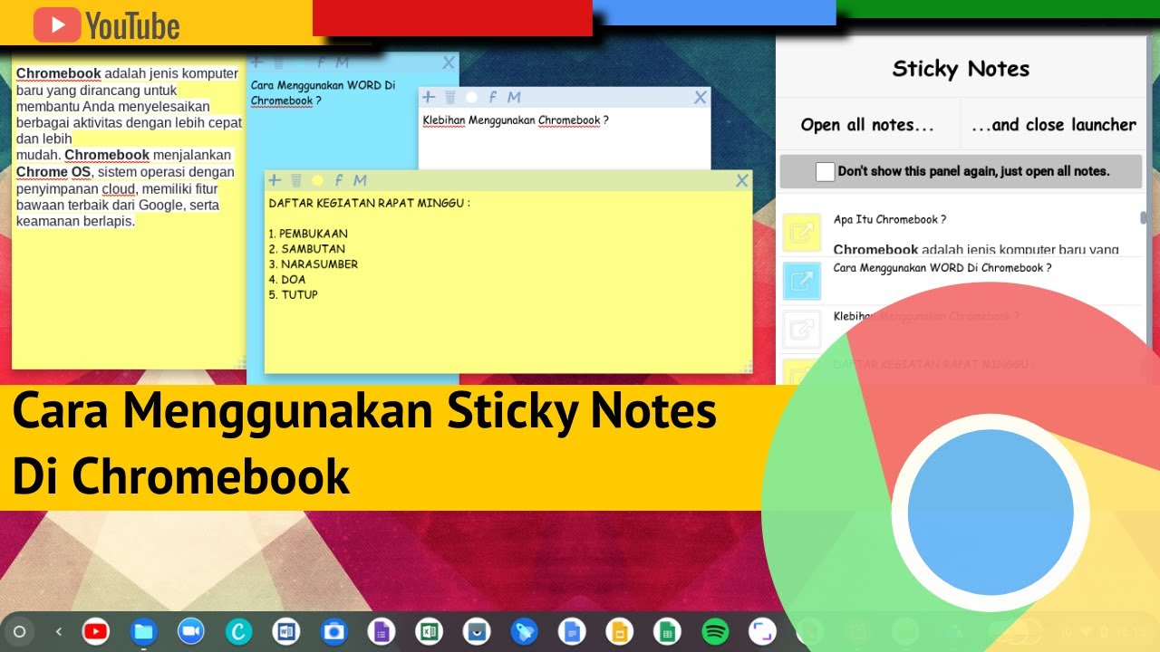 Cara menggunakan Sticky Notes Di Chromebook -