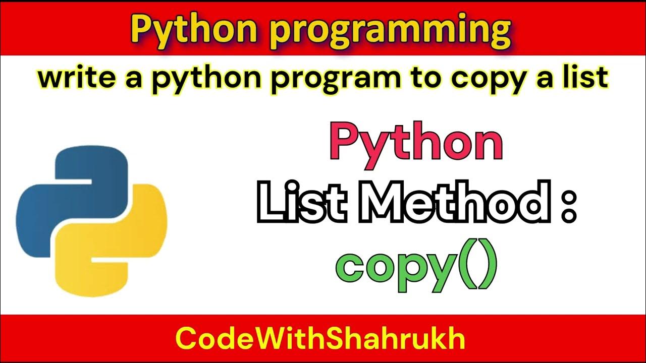 write a python program to copy a list. #python - YouTube