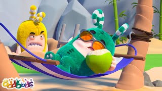 Lazy Summer Beach Holiday | Oddbods | Moonbug No Dialogue Comedy Cartoons for Kids