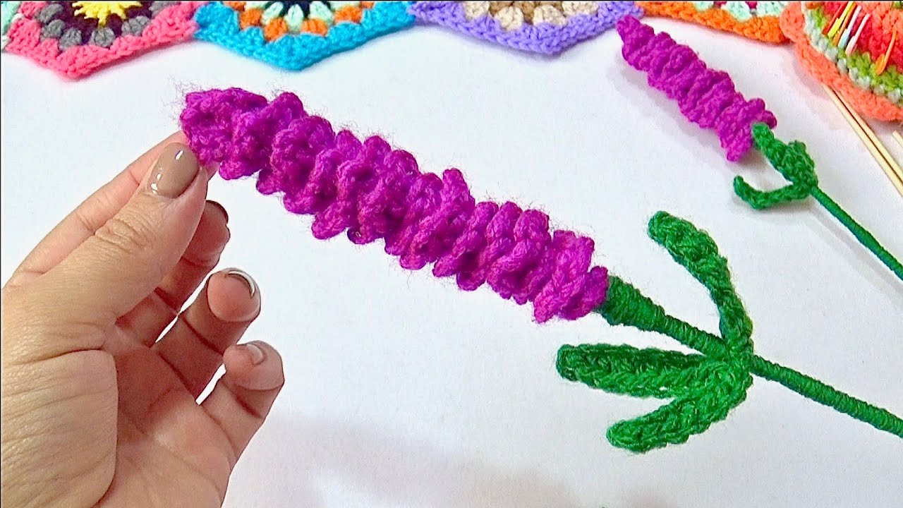 Flor Lavanda Tejida a crochet paso a paso