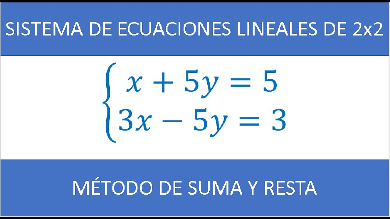 SISTEMA DE ECUACIONES DE 2x2 | METODO DE SUMA Y RESTA | EJERCICIO 1
