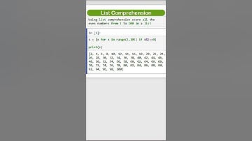 list comprehension even Number from 1 to 100  | python program