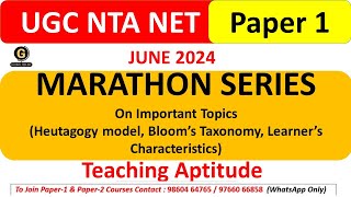 MARATHON SERIES  Session 2 on Important topics Teaching Aptitude for UGC NET Paper 1 2024