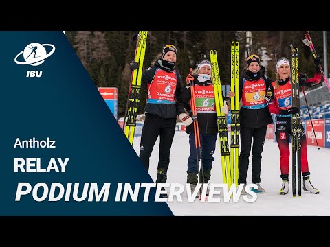 World Cup 21/22 Antholz: Women Relay Podium Interviews