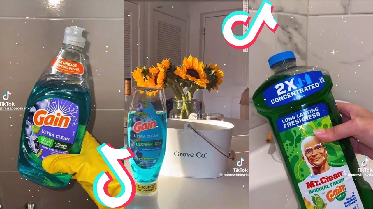 3H+💚 Gain Products Satisfying Sudsy Squeezing Scrubbing Cleaning Mopping🧼 ASMR 🔊TikTok Compilation✨