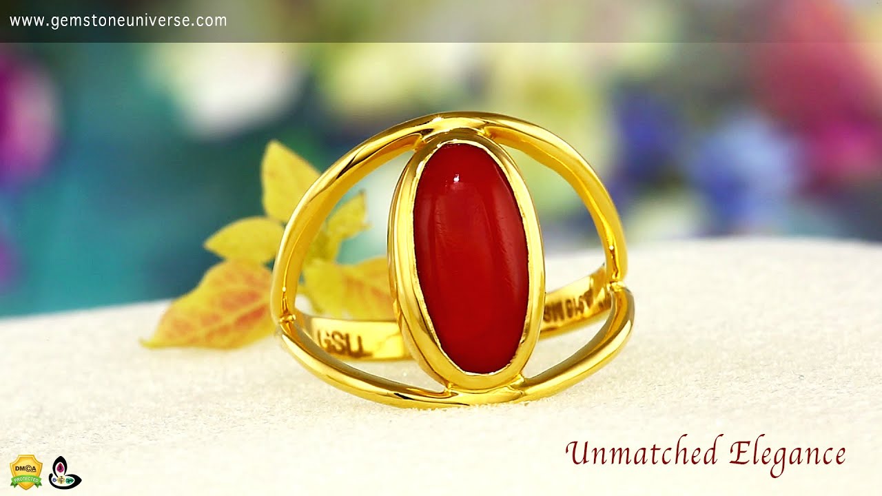 Captivating Prong bezel set Red coral ring