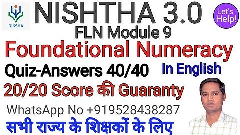 FLN 9 Foundational Numeracy Answers | nishtha 3.0 fln module 9 quiz answers | nishtha 3.0 module 9