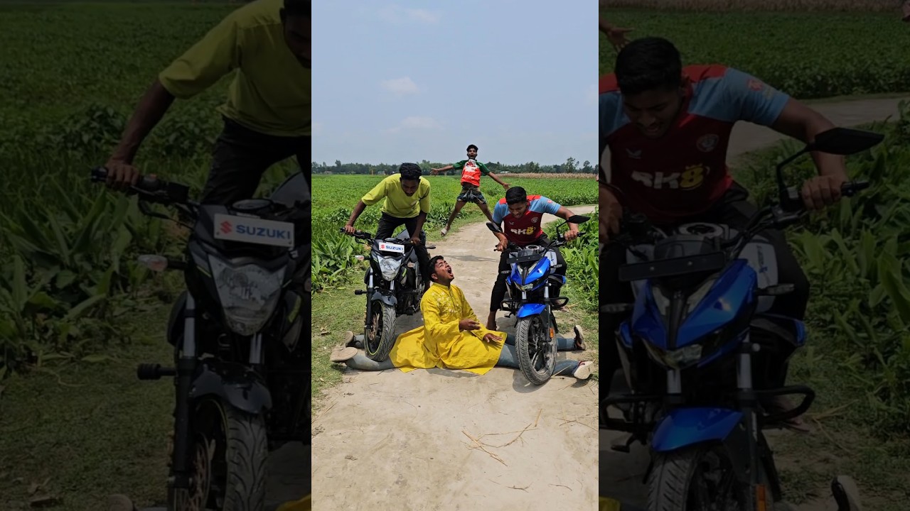 The boys fled on their motorcycles.7303M#automobile#funny