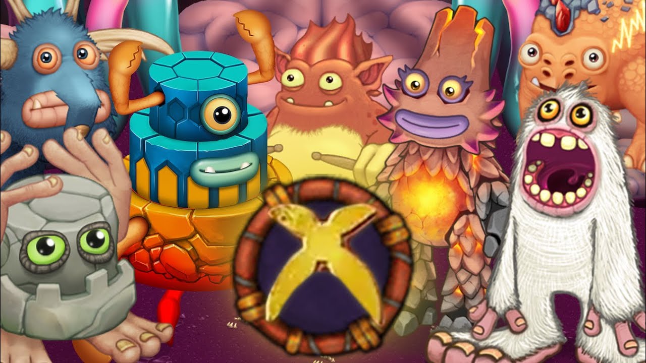 Монстр музыка игра. Май сингинг Монстер. Элементы монстров в my singing Monsters. MSM all Monsters. My singing Monsters костяной остров монстры.