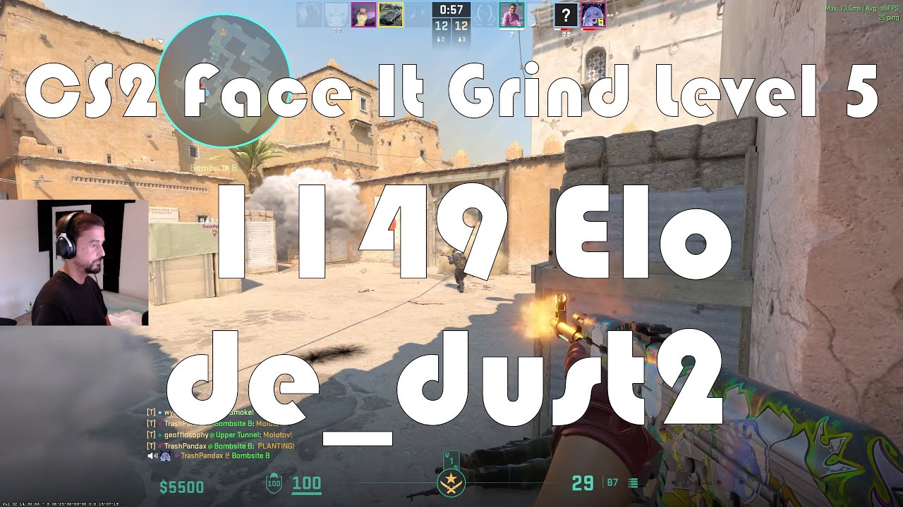 CS2 Face-It Grind - Face-It Level 5 - 1149 Elo - de_dust2 - YouTube