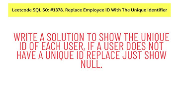 #SQL Leetcode SQL 50 #6: Replace Employee ID With The Unique Identifier