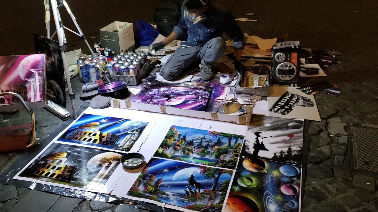 Spray paint art in Rome Italy YouTube