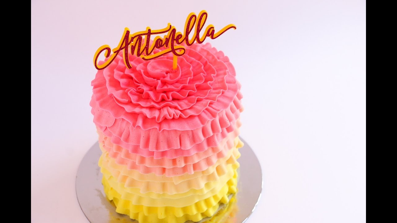 ⁣Ombre Buttercream Ruffle Cake- Rosie's Dessert Spot