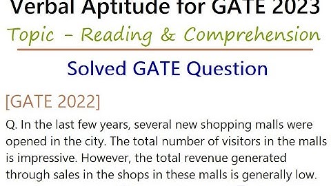Verbal Aptitude for GATE 2023 - Reading and Comprehension - Previous year solved GATE questions - in