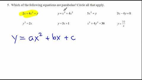 Ch 8 Practice Test Problem 5 - Is this a parabola?