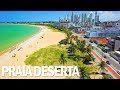 PRAIA DE TAMBAÚ E CABO BRANCO DE CIMA COM A ORLA DESERTA EM JOÃO PESSOA