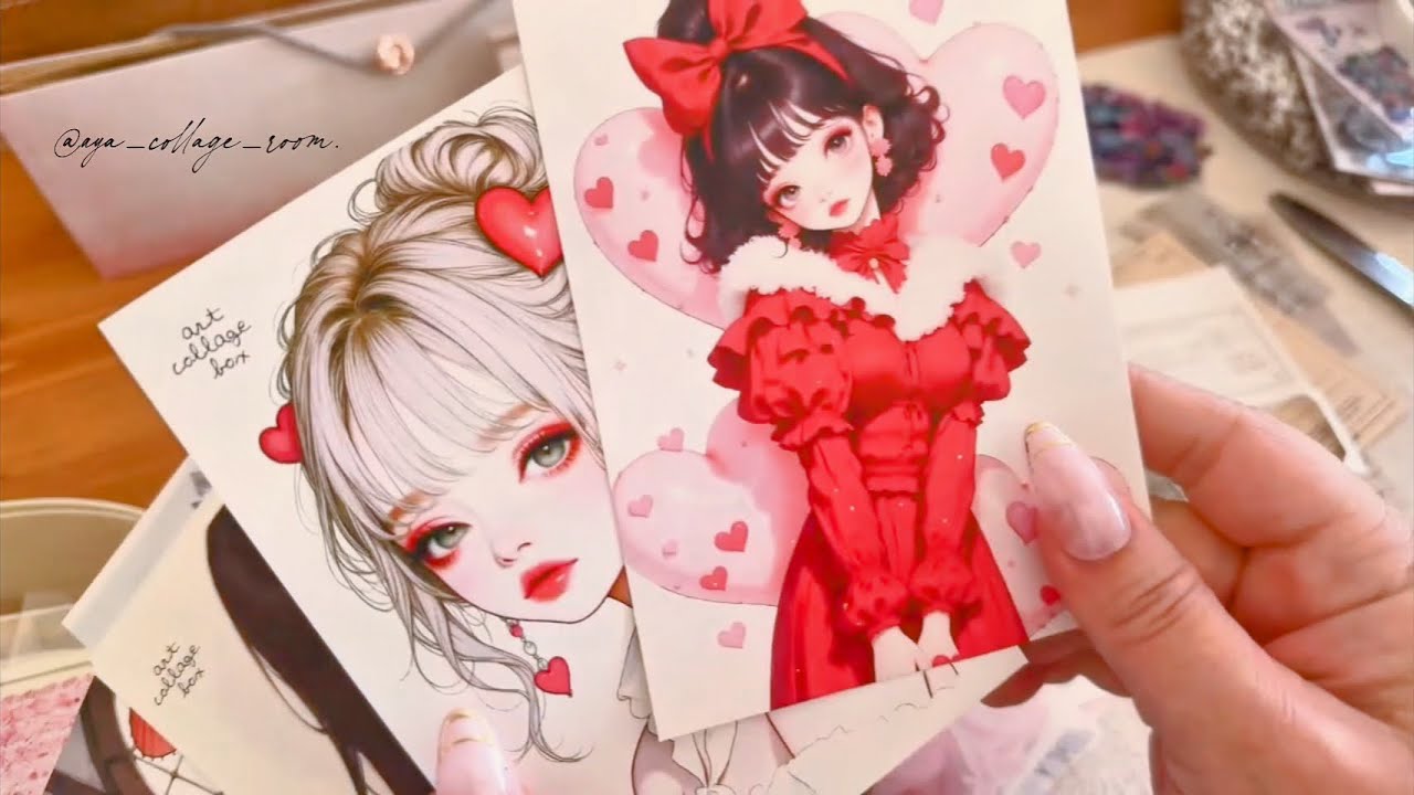 【art collage boxさん】ステッカーを使ってコラージュしました♪綺麗でかわいかった♪