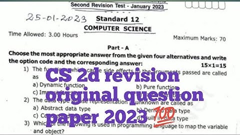 12th computer science second revision exam original question paper English medium