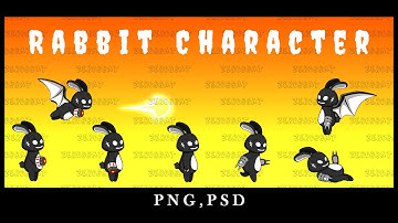 #sprite#sheet #shadow#character #game#asset  Game Asset: 2d Rabbit Bunny Shadow Character Sprite