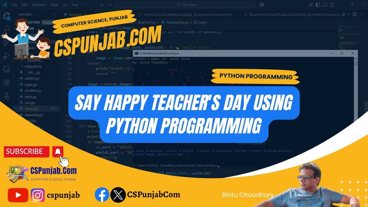 Say Happy Teacher's Day Using Python Programming | CSPunjab.Com - YouTube