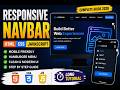 Responsive Navbar Tutorial | HTML CSS JavaScript Complete Guide 2026 | Mobile Friendly Navbar