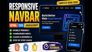 Responsive Navbar Tutorial | HTML CSS JavaScript Complete Guide 2026 | Mobile Friendly Navbar