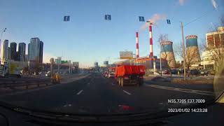 Driving in Moscow city: Текстильщики - Марьино - Басманный 02/01/2023 (timelapse 4x)