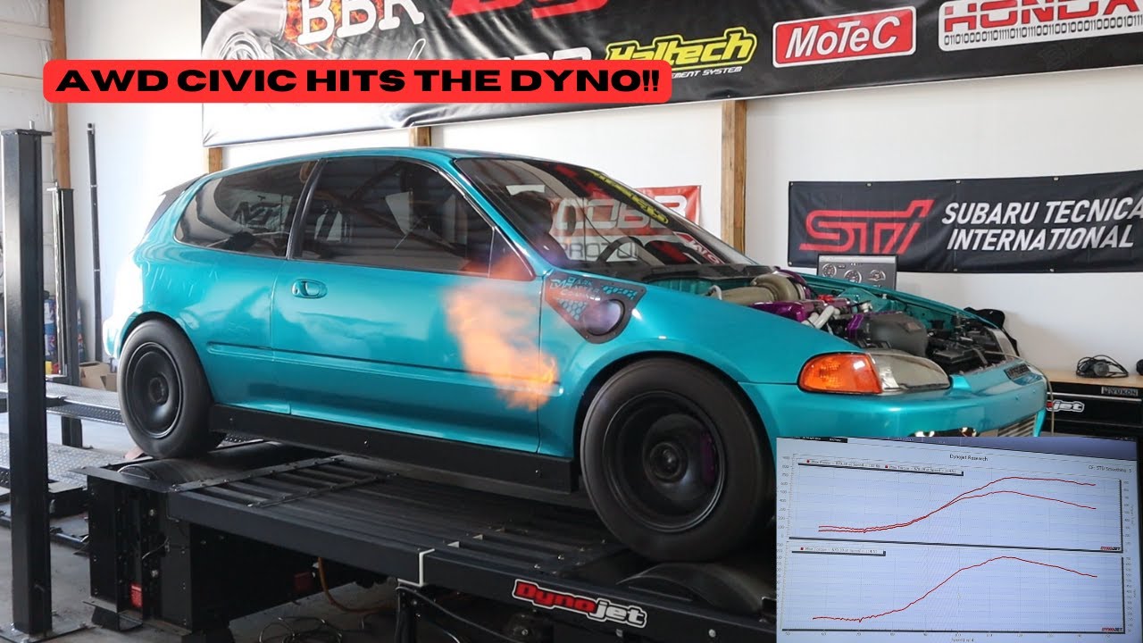 AWD TURBO K24 EG CIVIC DYNO DAY!! 1994 Honda Civic All Wheel Drive K24