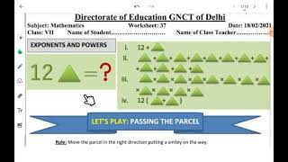 WS 37 | Class 7 | 18/02/21 | Exponents & Powers Revision  | English Medium