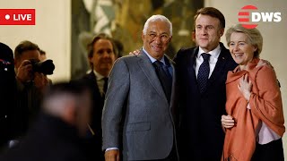LIVE: Macron Costa Elysee Talks on Ukraine Support EU Defense Strategy Summit Now | DWS News | AC14