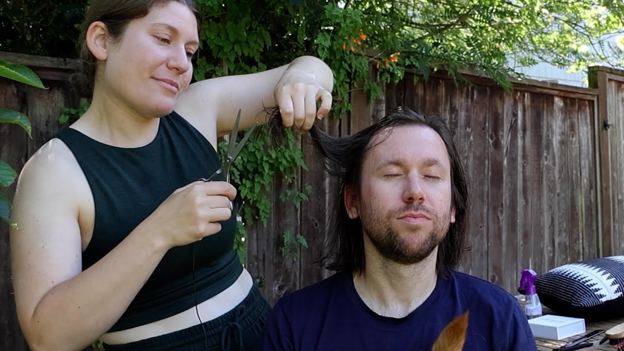 ASMR Outside | Backyard Haircut, Oil Massage & Head Scratching