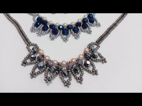 Kristal Boncuklu Ve İncili Kolye Yapımı/Crystal Beaded And Pearl Necklace Making/Tutorial/DIY