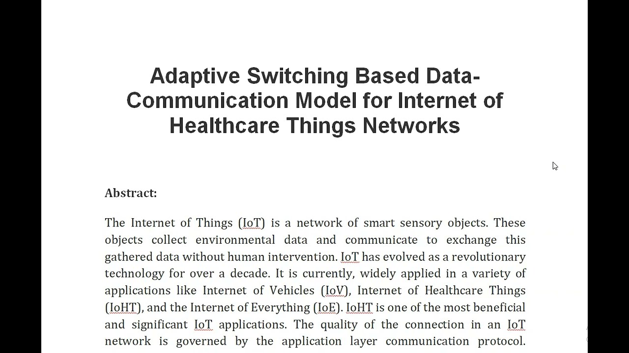 Adaptive Switching Based Data Communication Model for Internet of Healthcare Things Networks