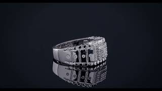 Real Solid 925 Silver Mens Iced Square Nugget Pinky Ring MOISSANITE (Passes Diamond Test)