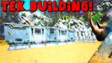 ARK Survival Evolved - TEK TIER BASE BUILDING, 100 RHINO CHARGE VS 100 YETI ( ARK Modded Gameplay )