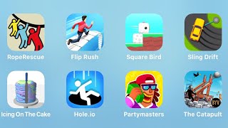 Rope Rescue, Flip Rush, Square Bird, Sling Drift, Icing On The Cake, Hole.io, Partymasters, Catapult screenshot 5