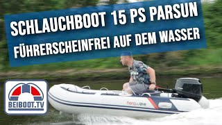 ⚓ Schlauchboot mit Parsun 15 PS Führerscheinfrei an einem Honda Honwave T30 AE3