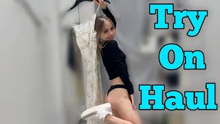 [4K] Transparent Try on Haul | Transparent dress l At the mall | No Bra