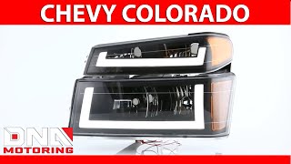 DNA Motoring 04-12 Chevy Colorado LED Black Amber Headlights