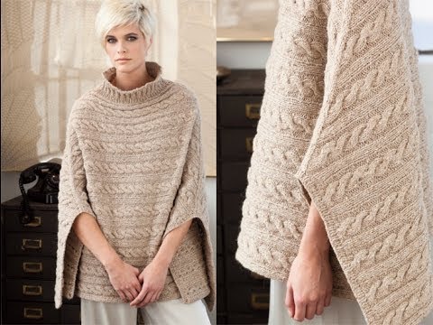 Cabled Poncho, Vogue Knitting Winter 2011/12 - YouTube