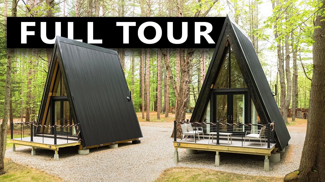 A-Frame Cabin Prefab Kit Hotel Full Tour! Den Outdoors Diy Cabin Build -  Youtube