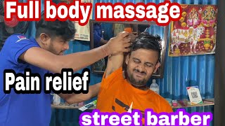 Best head and body massage with tapping sound by indian street barber//asmr